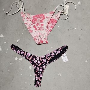 Nwt 2 Womens Floral Print Bikini Bottoms #146